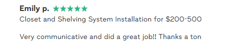Customer review from Emily