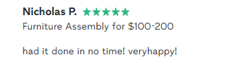 Customer review from Nicholas